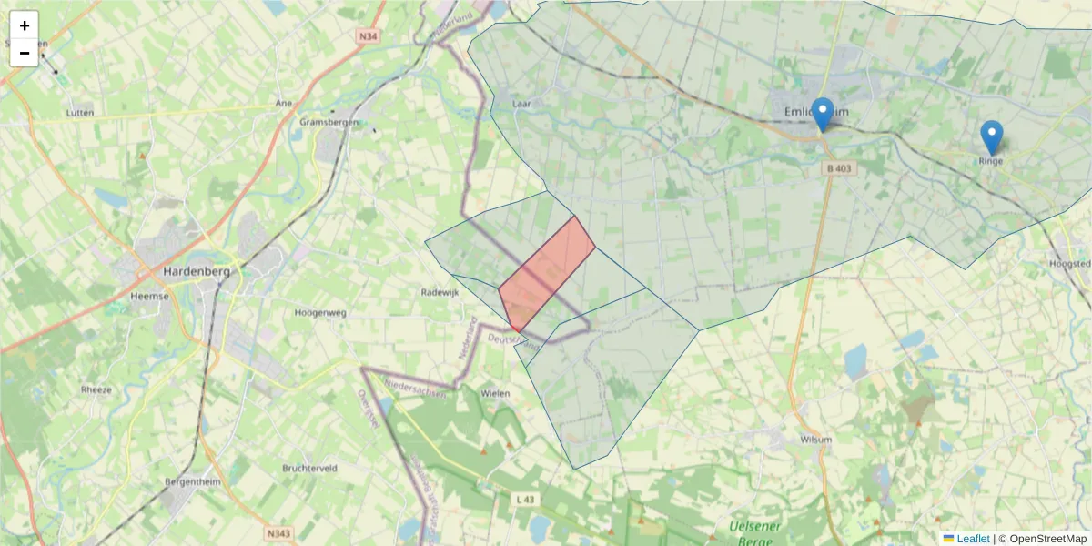 Karte des Postleitzahlen Bereichs  und der umliegenden Postleitzahlen in Deutschland