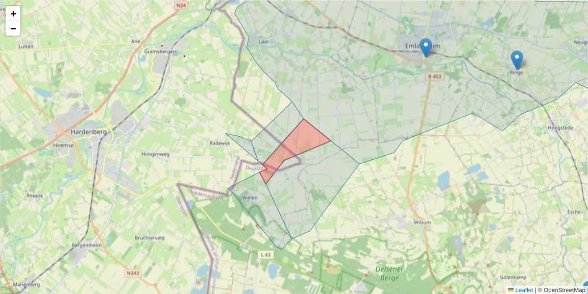 Karte des Postleitzahlen Bereichs  und der umliegenden Postleitzahlen in Deutschland