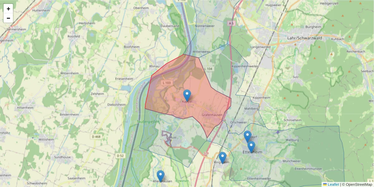 Karte des Postleitzahlen Bereichs  und der umliegenden Postleitzahlen in Deutschland