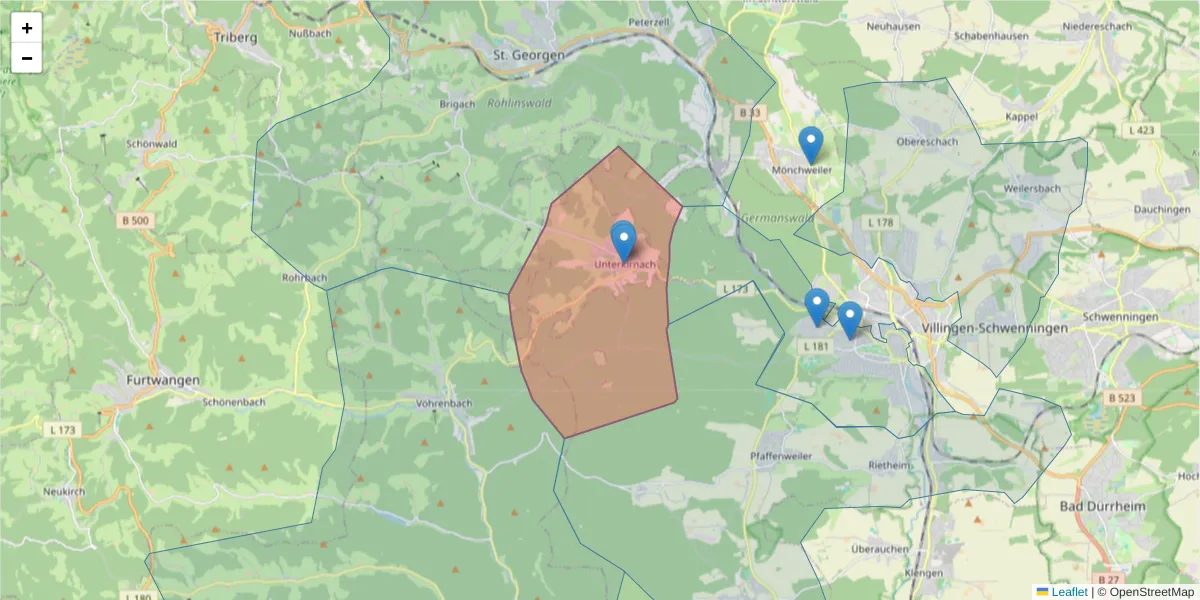 Karte des Postleitzahlen Bereichs  und der umliegenden Postleitzahlen in Deutschland