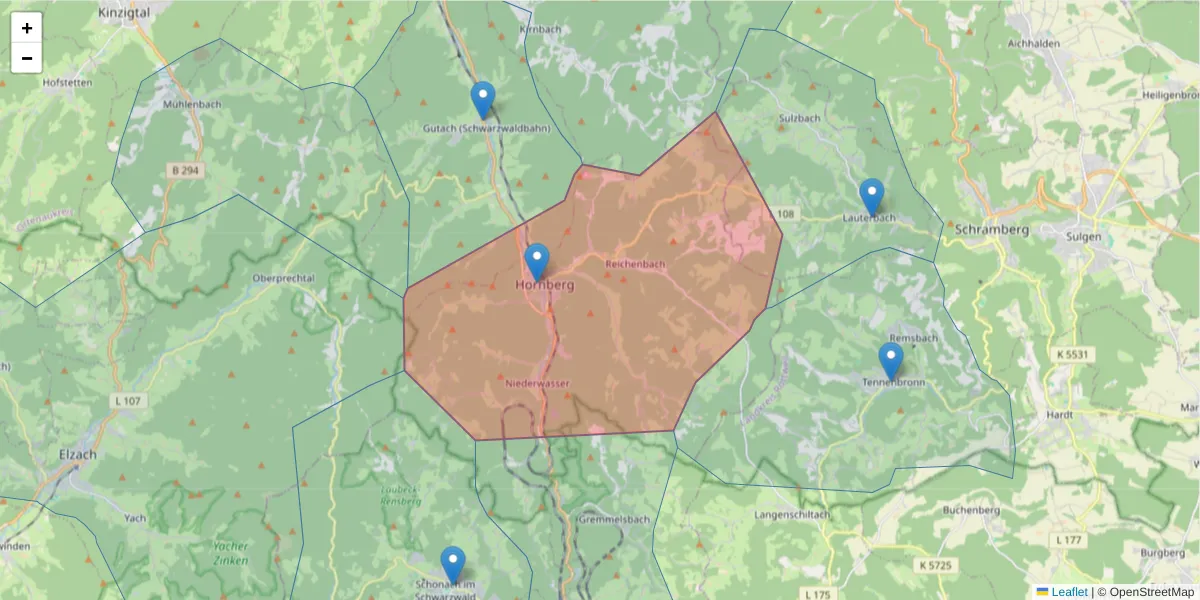 Karte des Postleitzahlen Bereichs  und der umliegenden Postleitzahlen in Deutschland