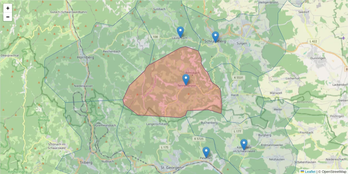 Karte des Postleitzahlen Bereichs  und der umliegenden Postleitzahlen in Deutschland