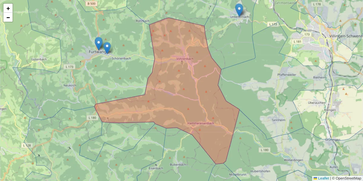Karte des Postleitzahlen Bereichs  und der umliegenden Postleitzahlen in Deutschland