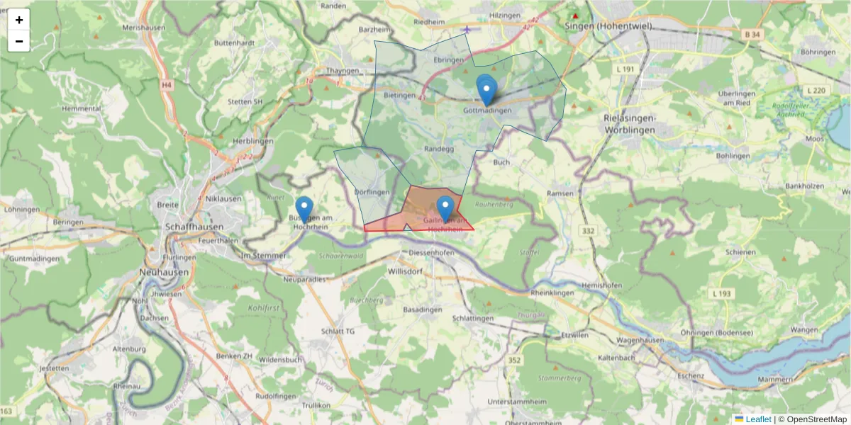 Karte des Postleitzahlen Bereichs  und der umliegenden Postleitzahlen in Deutschland