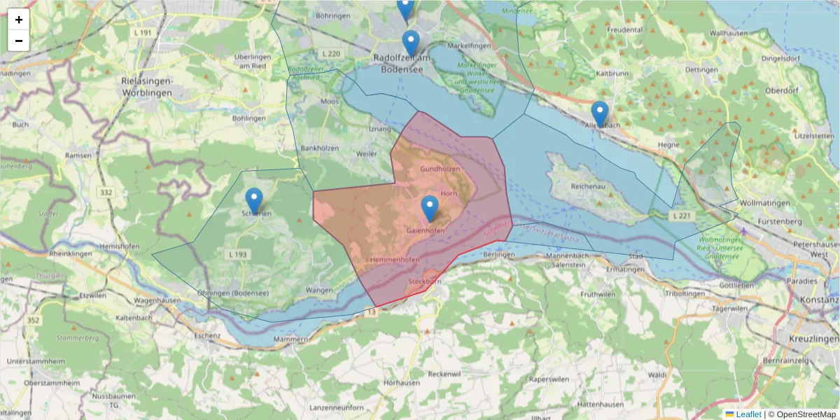 Karte des Postleitzahlen Bereichs  und der umliegenden Postleitzahlen in Deutschland