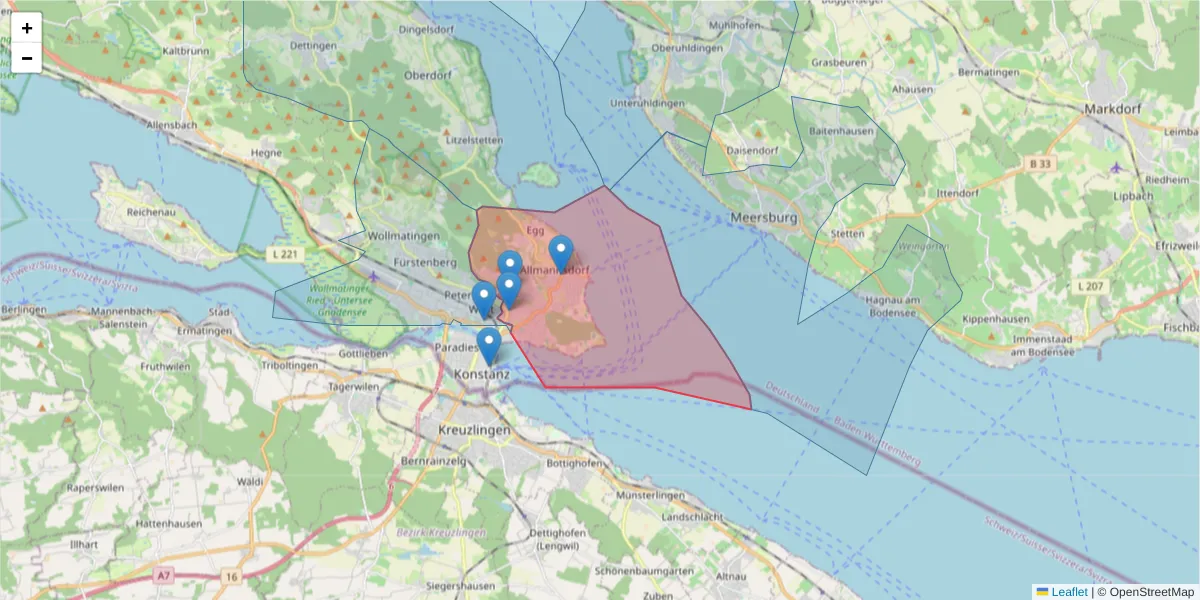 Karte des Postleitzahlen Bereichs  und der umliegenden Postleitzahlen in Deutschland
