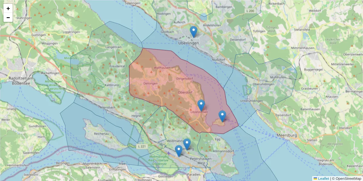 Karte des Postleitzahlen Bereichs  und der umliegenden Postleitzahlen in Deutschland