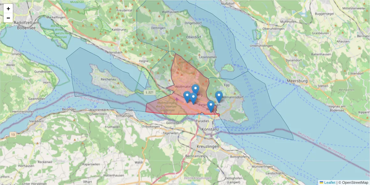 Karte des Postleitzahlen Bereichs  und der umliegenden Postleitzahlen in Deutschland