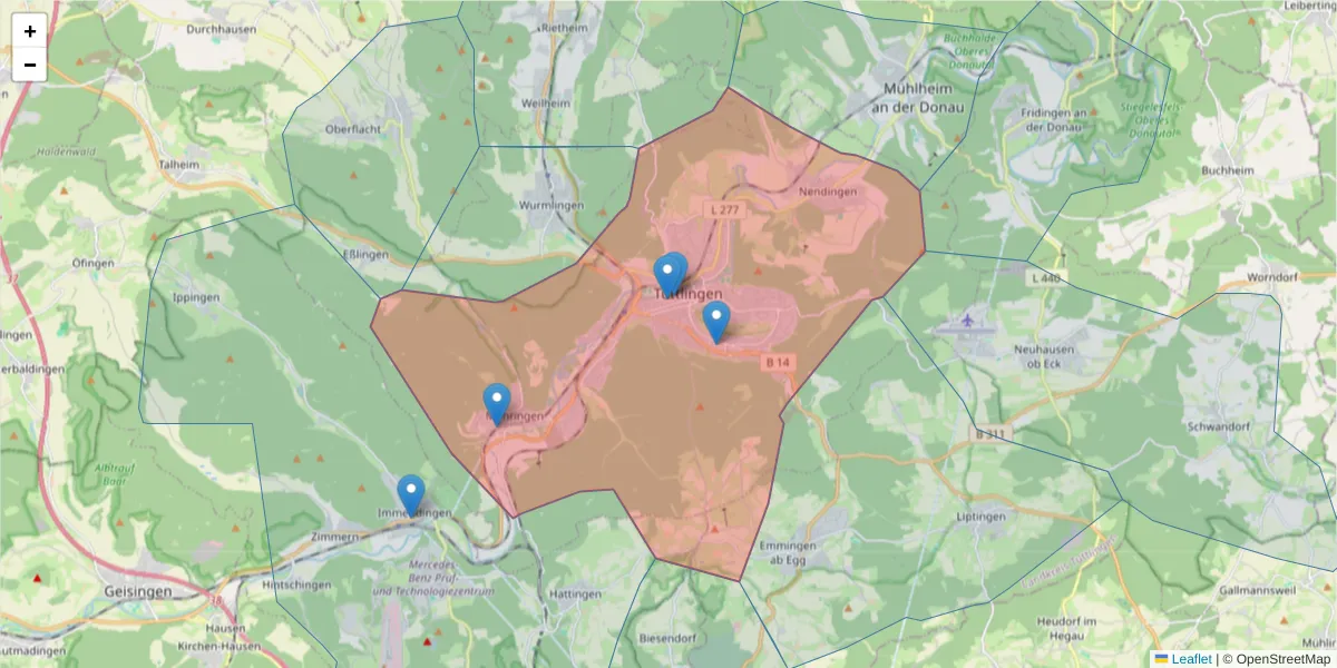 Karte des Postleitzahlen Bereichs  und der umliegenden Postleitzahlen in Deutschland