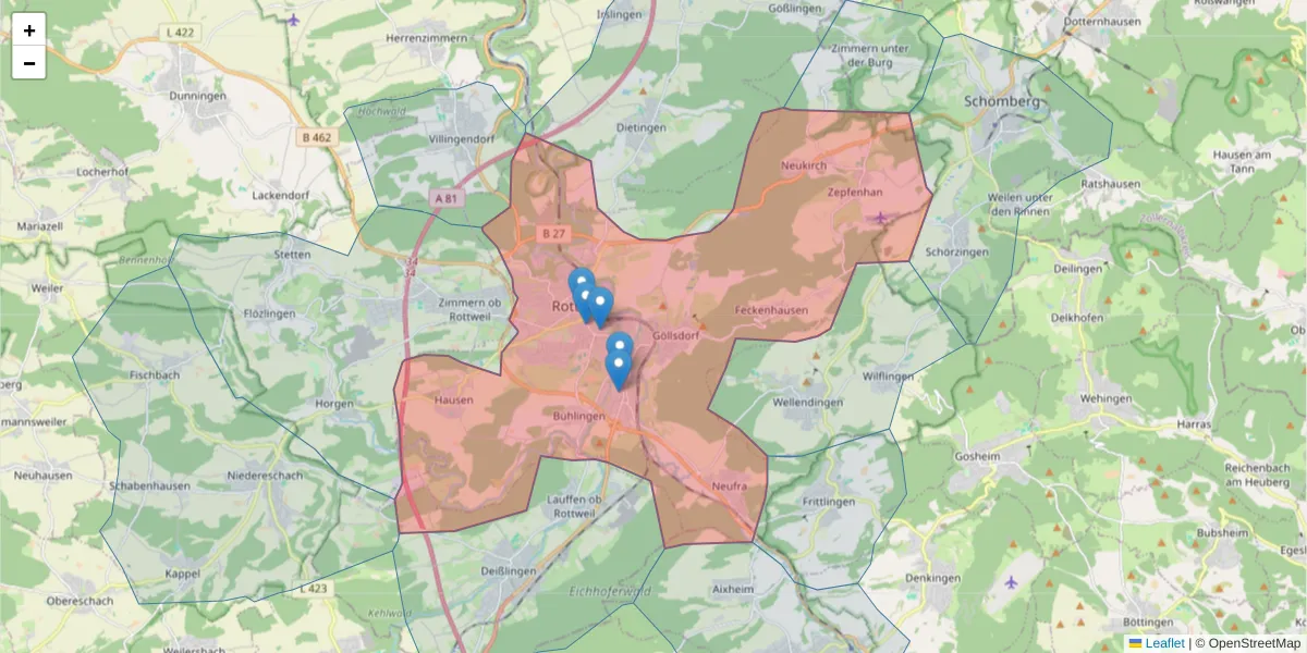Karte des Postleitzahlen Bereichs  und der umliegenden Postleitzahlen in Deutschland