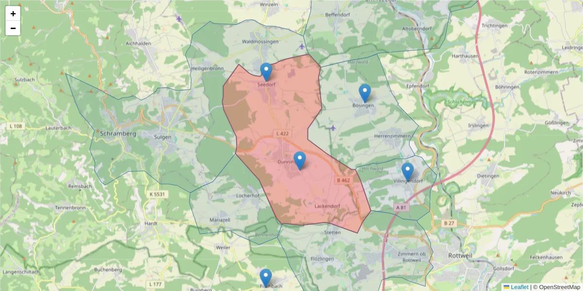 Karte des Postleitzahlen Bereichs  und der umliegenden Postleitzahlen in Deutschland