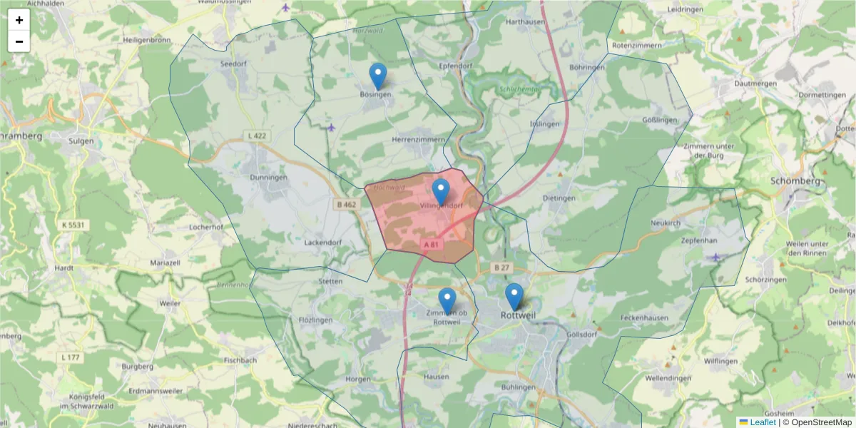 Karte des Postleitzahlen Bereichs  und der umliegenden Postleitzahlen in Deutschland