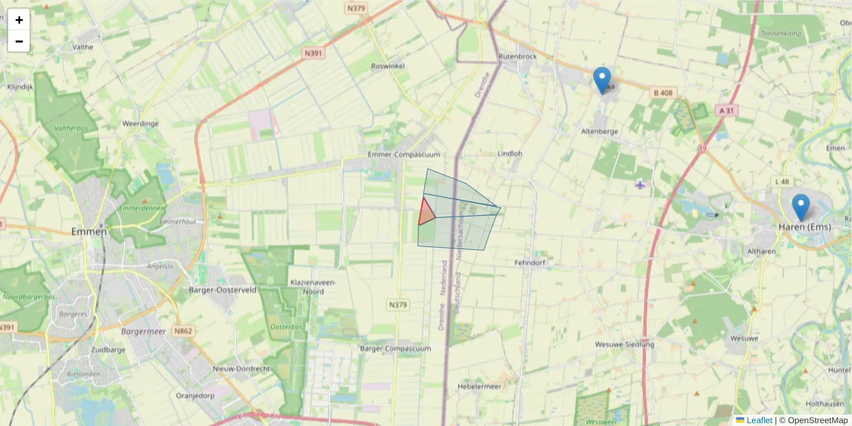 Karte des Postleitzahlen Bereichs  und der umliegenden Postleitzahlen in Deutschland