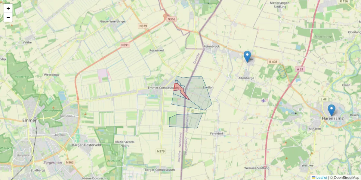 Karte des Postleitzahlen Bereichs  und der umliegenden Postleitzahlen in Deutschland