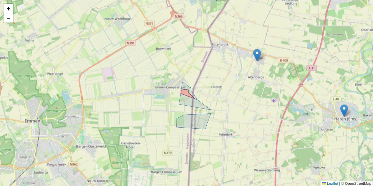 Karte des Postleitzahlen Bereichs  und der umliegenden Postleitzahlen in Deutschland