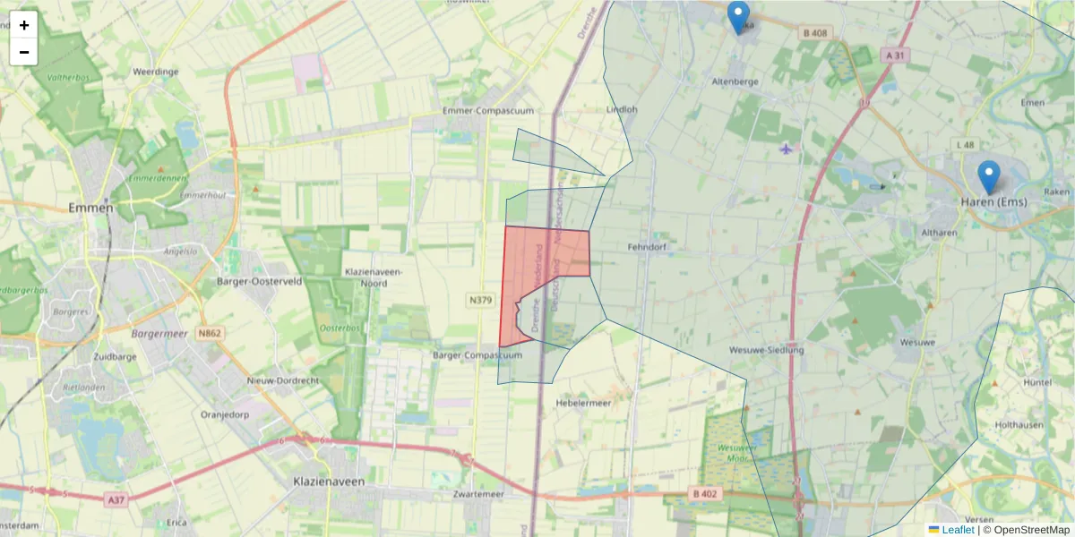 Karte des Postleitzahlen Bereichs  und der umliegenden Postleitzahlen in Deutschland
