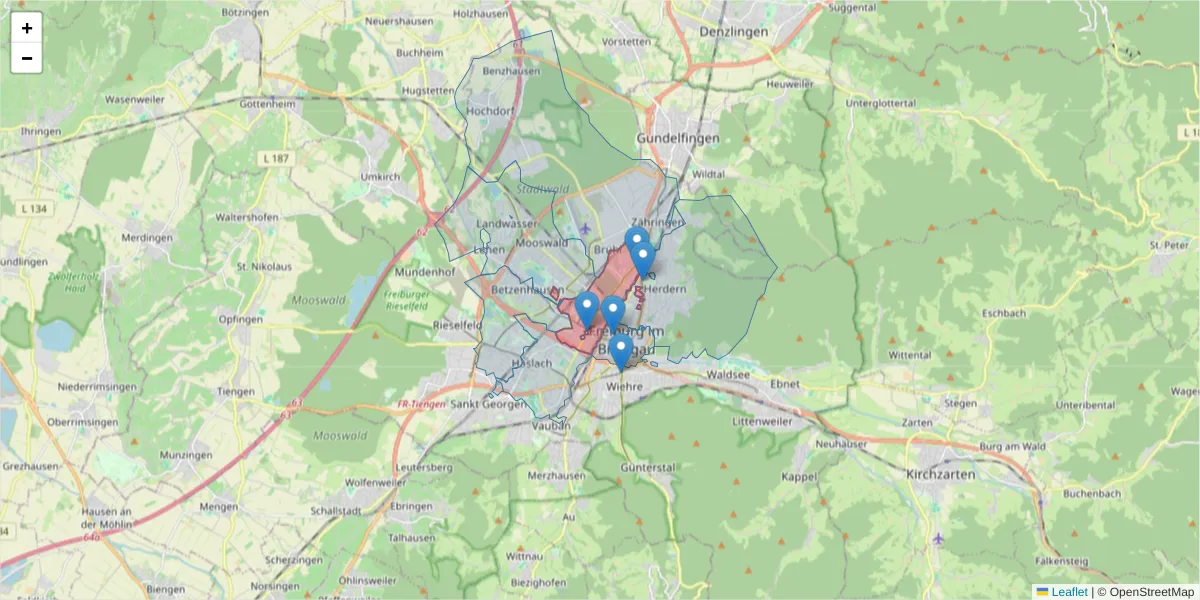 Karte des Postleitzahlen Bereichs  und der umliegenden Postleitzahlen in Deutschland