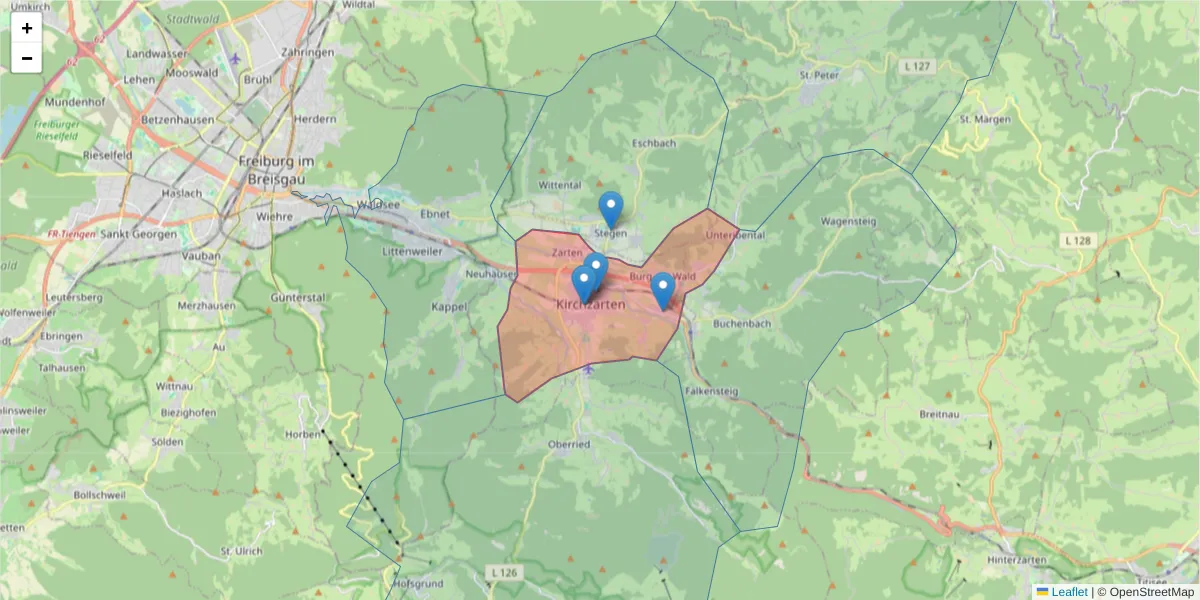 Karte des Postleitzahlen Bereichs  und der umliegenden Postleitzahlen in Deutschland