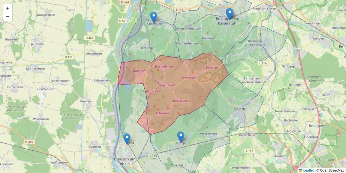 Karte des Postleitzahlen Bereichs  und der umliegenden Postleitzahlen in Deutschland