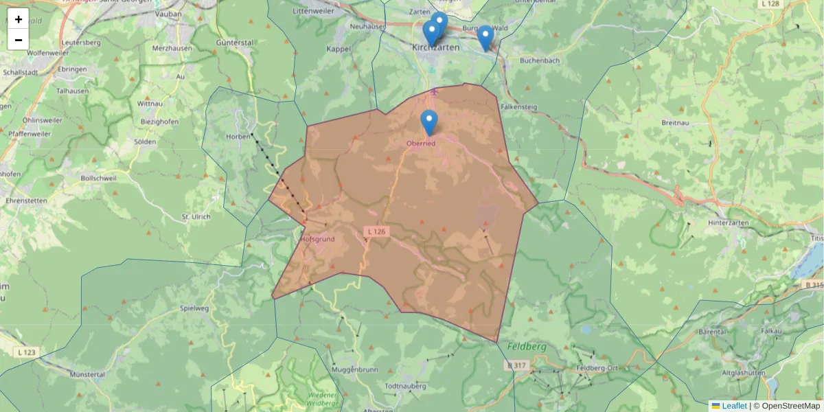 Karte des Postleitzahlen Bereichs  und der umliegenden Postleitzahlen in Deutschland