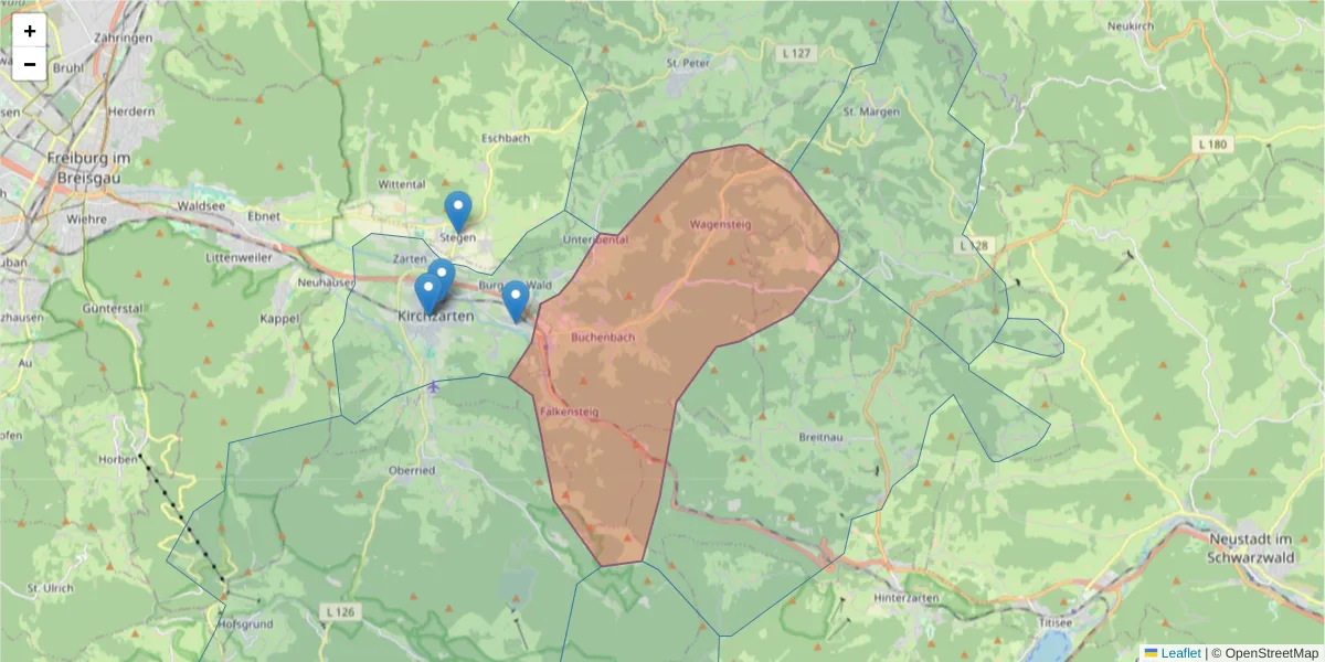 Karte des Postleitzahlen Bereichs  und der umliegenden Postleitzahlen in Deutschland