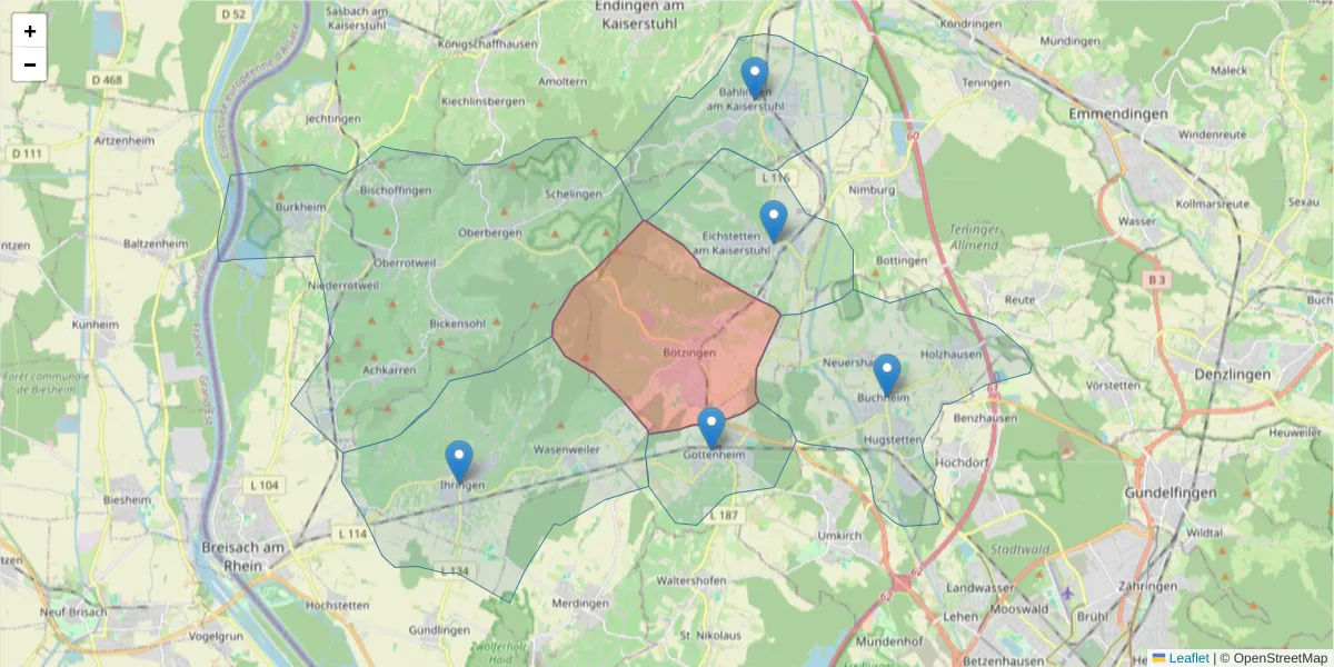 Karte des Postleitzahlen Bereichs  und der umliegenden Postleitzahlen in Deutschland