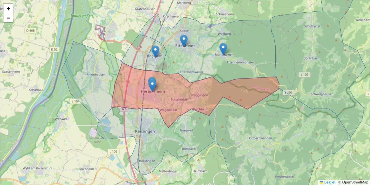 Karte des Postleitzahlen Bereichs  und der umliegenden Postleitzahlen in Deutschland
