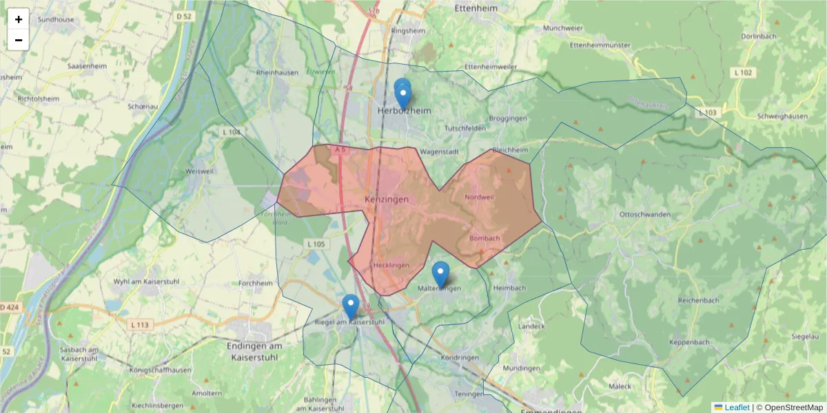 Karte des Postleitzahlen Bereichs  und der umliegenden Postleitzahlen in Deutschland