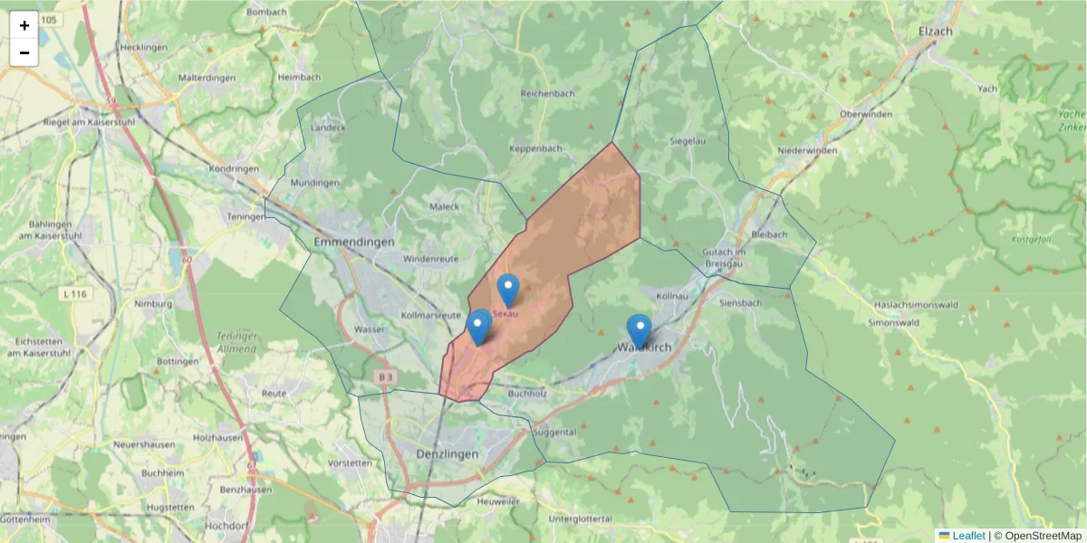 Karte des Postleitzahlen Bereichs  und der umliegenden Postleitzahlen in Deutschland