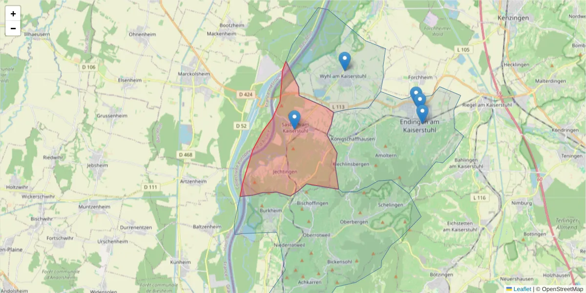 Karte des Postleitzahlen Bereichs  und der umliegenden Postleitzahlen in Deutschland
