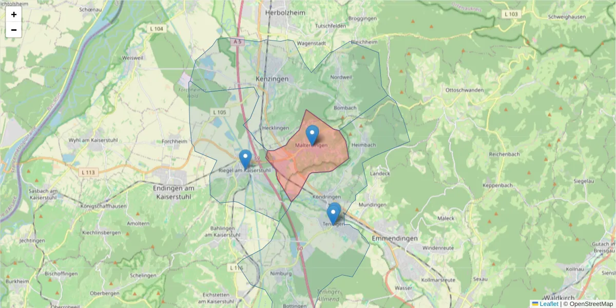 Karte des Postleitzahlen Bereichs  und der umliegenden Postleitzahlen in Deutschland