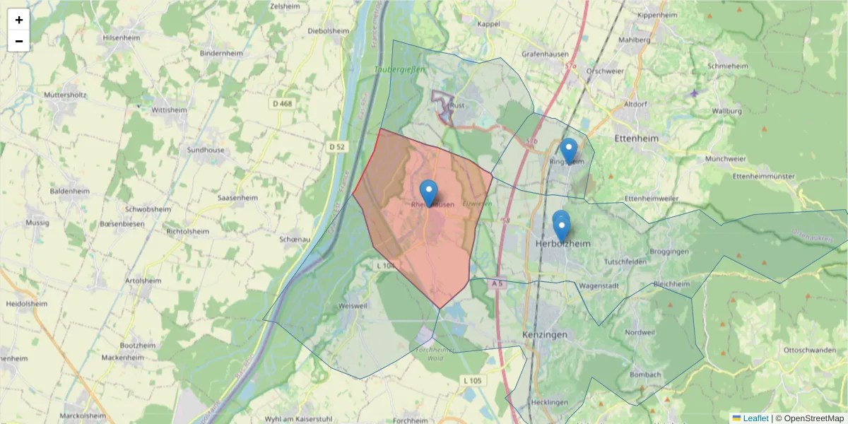 Karte des Postleitzahlen Bereichs  und der umliegenden Postleitzahlen in Deutschland