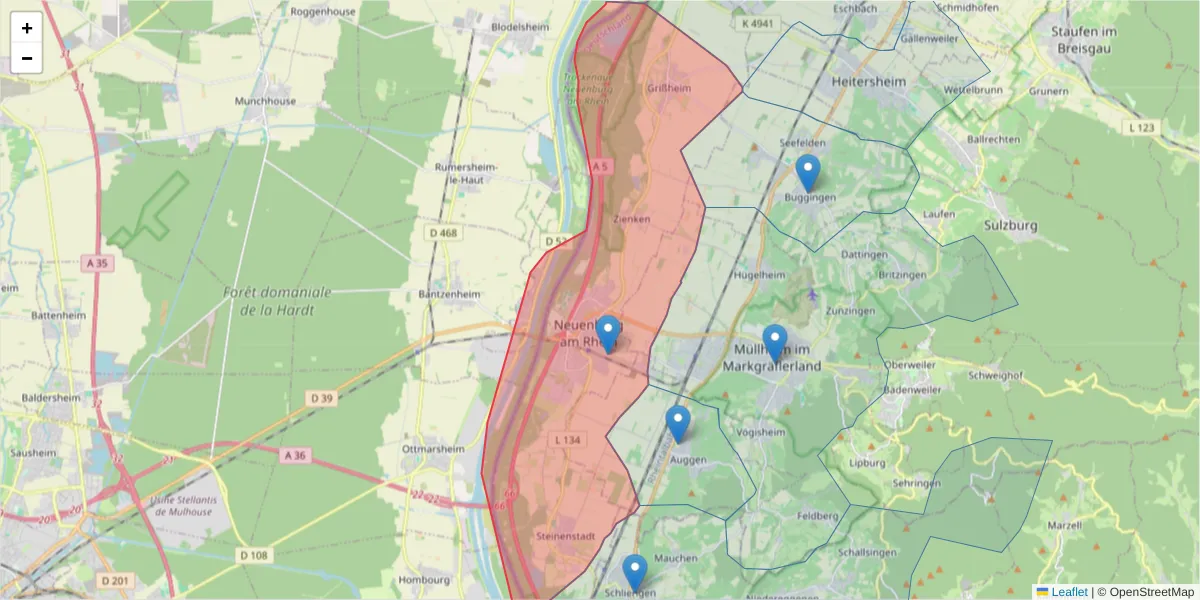 Karte des Postleitzahlen Bereichs  und der umliegenden Postleitzahlen in Deutschland