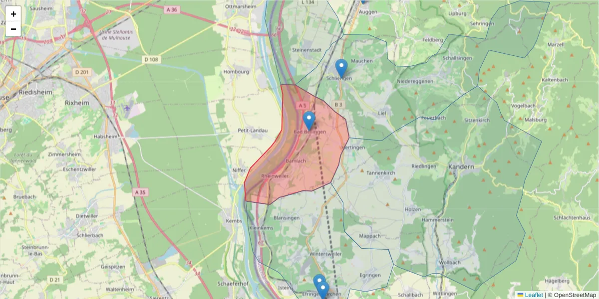 Karte des Postleitzahlen Bereichs  und der umliegenden Postleitzahlen in Deutschland