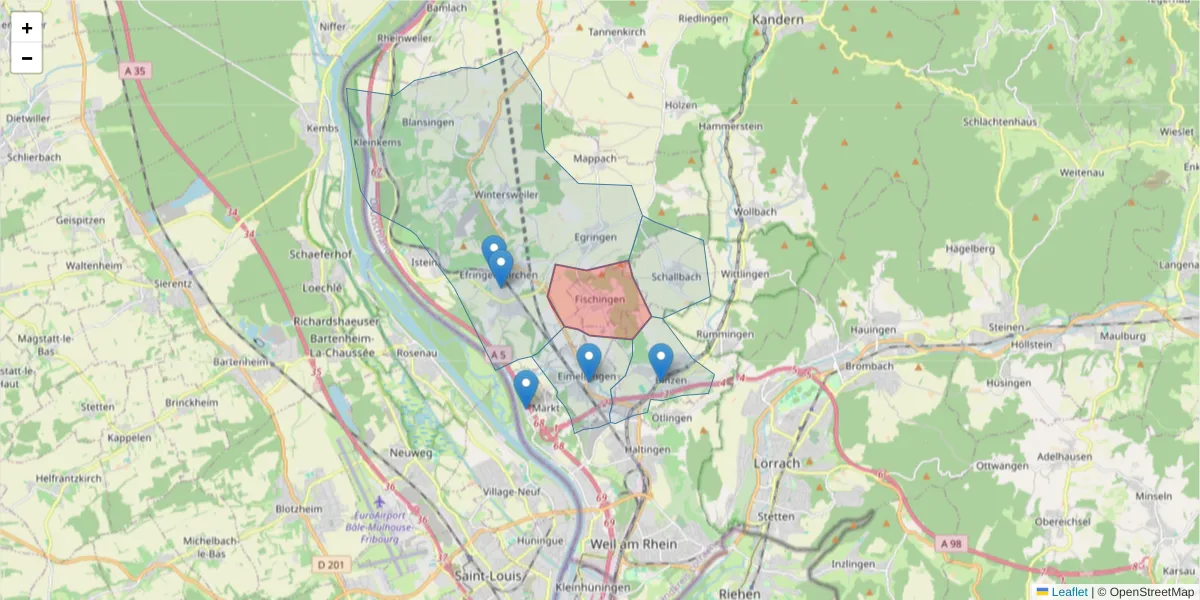 Karte des Postleitzahlen Bereichs  und der umliegenden Postleitzahlen in Deutschland