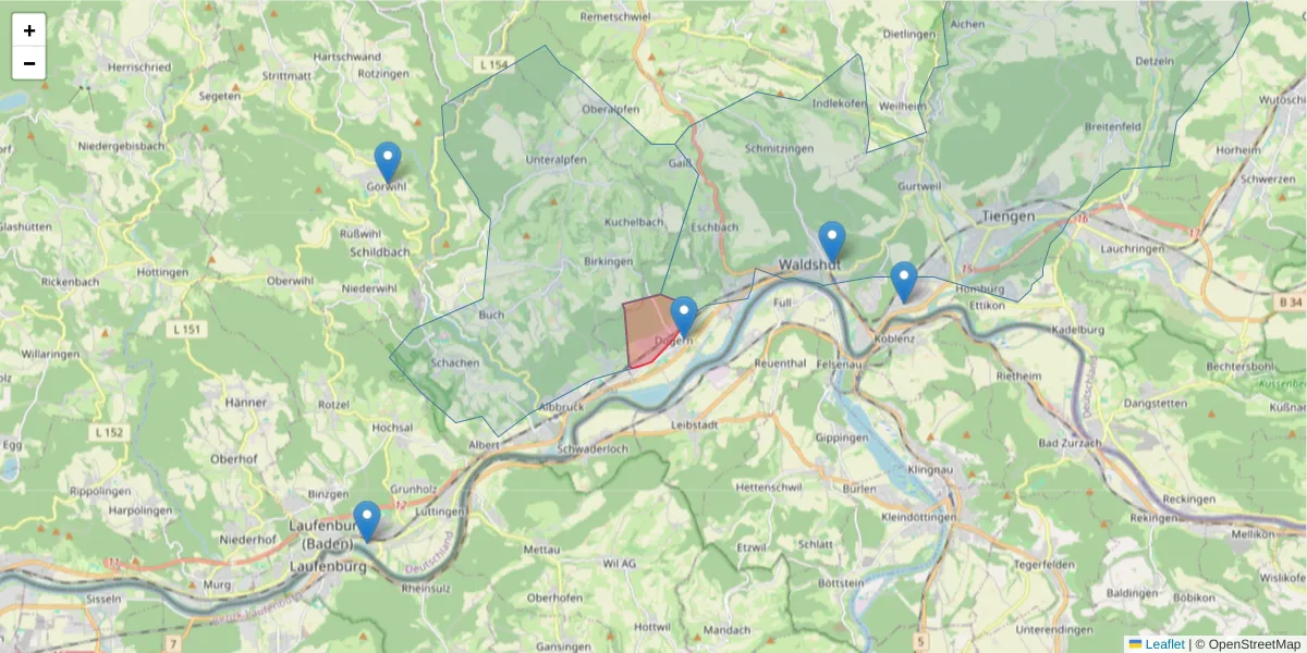 Karte des Postleitzahlen Bereichs  und der umliegenden Postleitzahlen in Deutschland