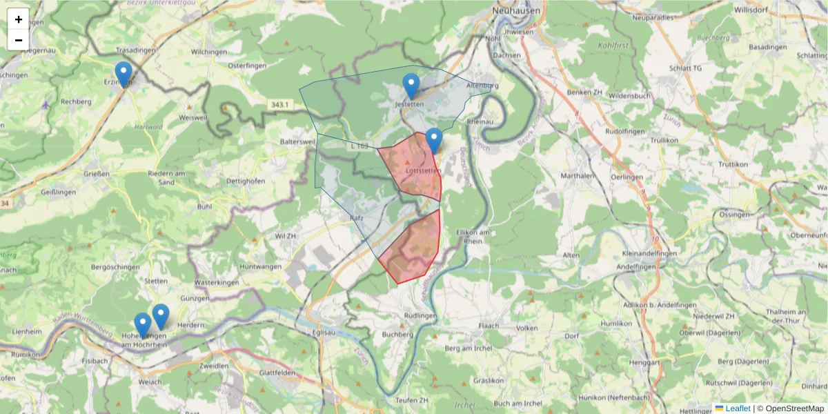 Karte des Postleitzahlen Bereichs  und der umliegenden Postleitzahlen in Deutschland