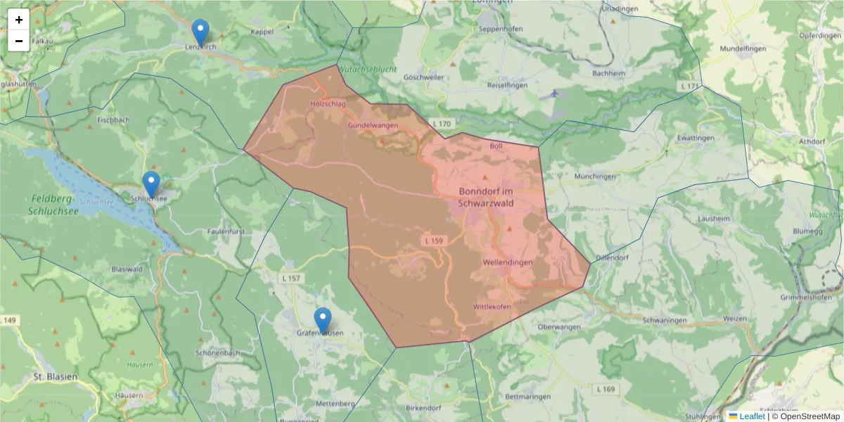 Karte des Postleitzahlen Bereichs  und der umliegenden Postleitzahlen in Deutschland