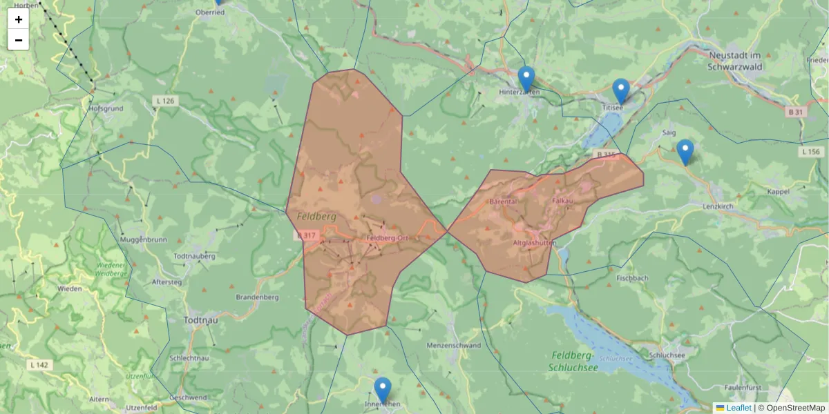 Karte des Postleitzahlen Bereichs  und der umliegenden Postleitzahlen in Deutschland