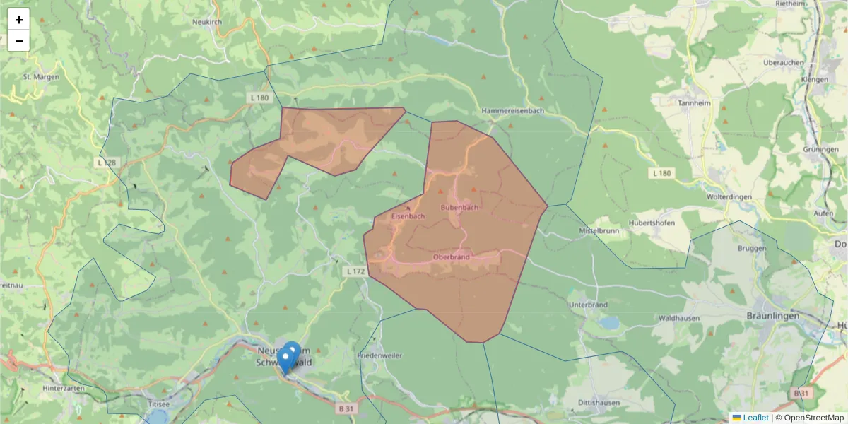 Karte des Postleitzahlen Bereichs  und der umliegenden Postleitzahlen in Deutschland
