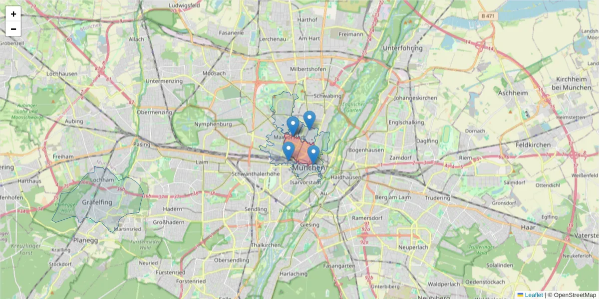 Karte des Postleitzahlen Bereichs  und der umliegenden Postleitzahlen in Deutschland