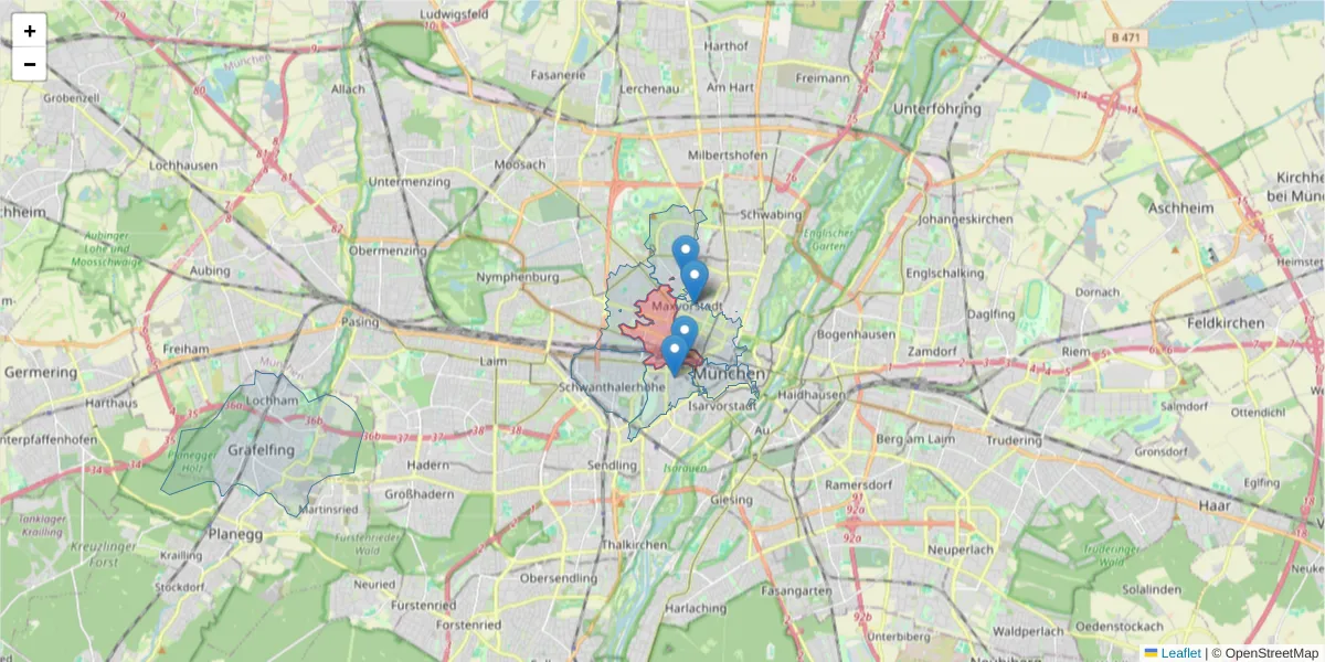 Karte des Postleitzahlen Bereichs  und der umliegenden Postleitzahlen in Deutschland