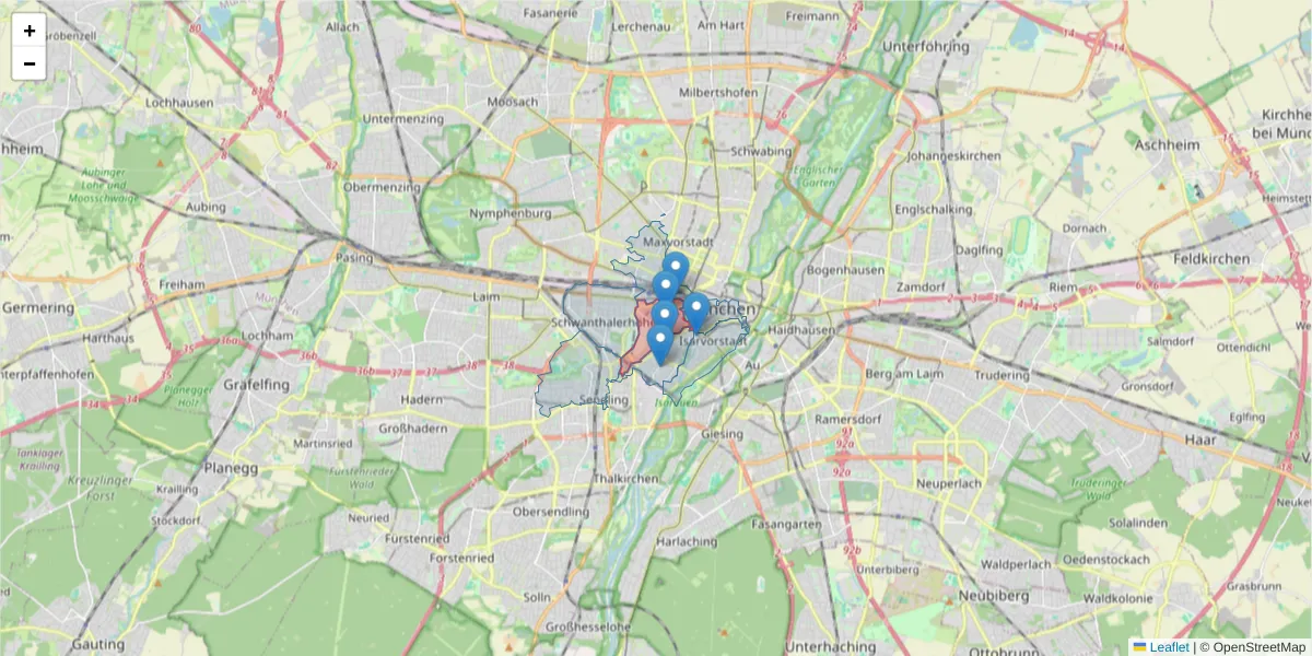Karte des Postleitzahlen Bereichs  und der umliegenden Postleitzahlen in Deutschland