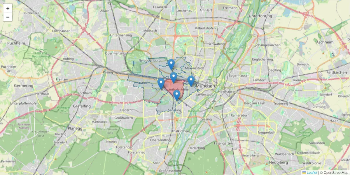 Karte des Postleitzahlen Bereichs  und der umliegenden Postleitzahlen in Deutschland