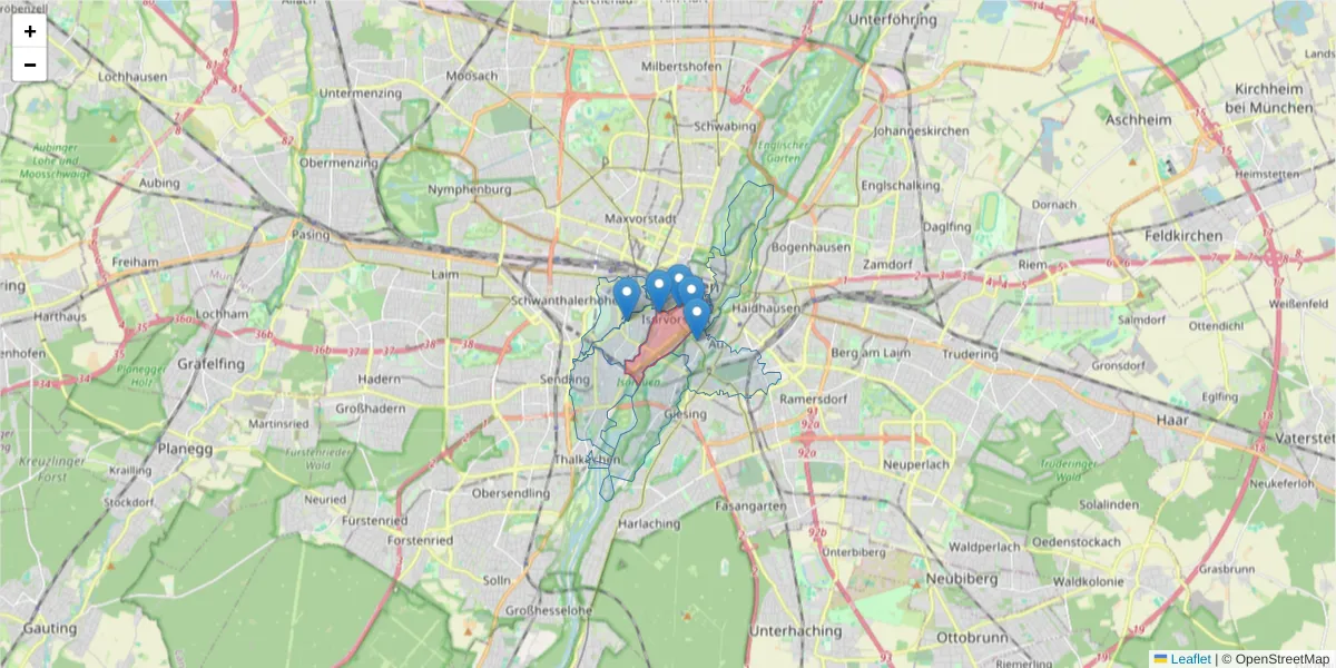 Karte des Postleitzahlen Bereichs  und der umliegenden Postleitzahlen in Deutschland