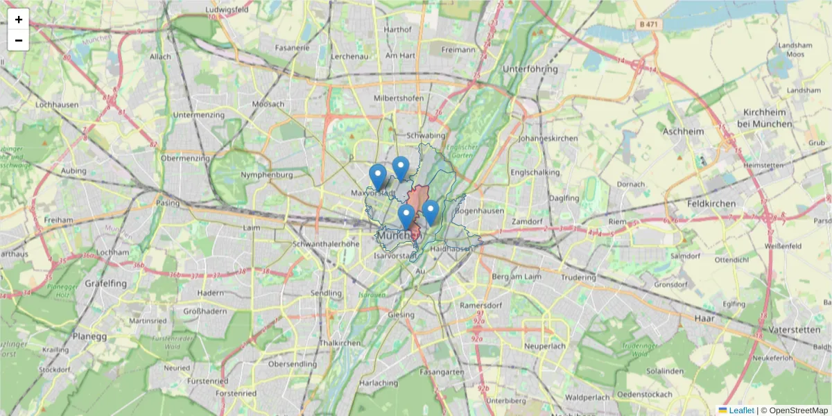 Karte des Postleitzahlen Bereichs  und der umliegenden Postleitzahlen in Deutschland