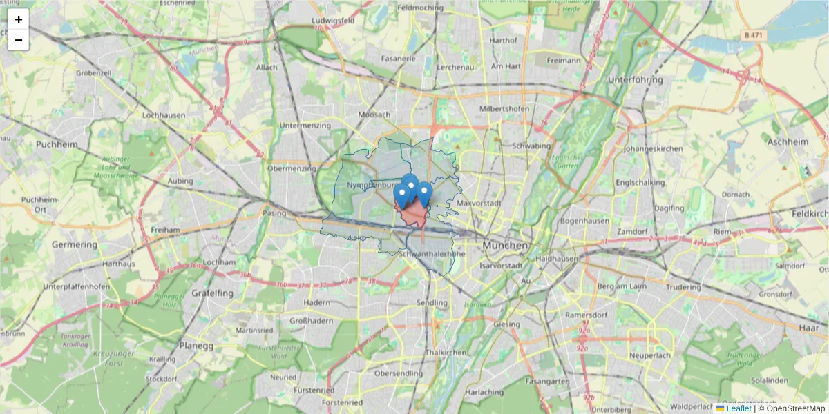 Karte des Postleitzahlen Bereichs  und der umliegenden Postleitzahlen in Deutschland