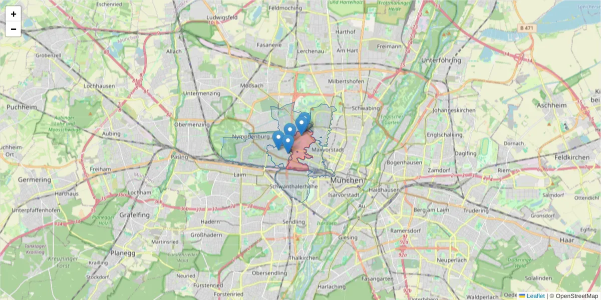 Karte des Postleitzahlen Bereichs  und der umliegenden Postleitzahlen in Deutschland
