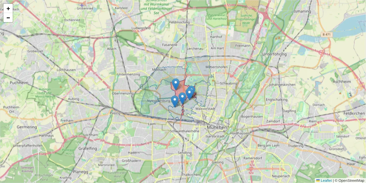 Karte des Postleitzahlen Bereichs  und der umliegenden Postleitzahlen in Deutschland