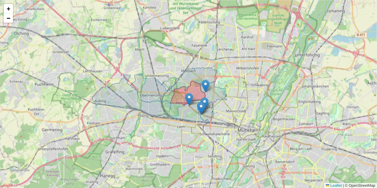 Karte des Postleitzahlen Bereichs  und der umliegenden Postleitzahlen in Deutschland